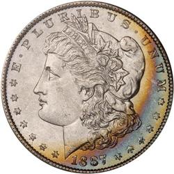Lot of Three 1887 Toned Morgan Dollars NGC MS65*