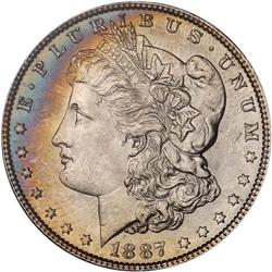 Lot of Five 1887 Toned Morgan Dollars NGC MS64*