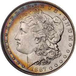 Lot of Five 1887 Toned Morgan Dollars NGC MS64*