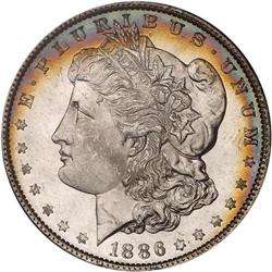 Lot of Four 1886 Toned Morgan Dollars NGC MS64*