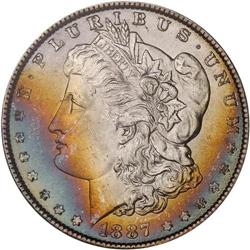 Lot of Three 1887 Toned Morgan Dollars NGC MS64*