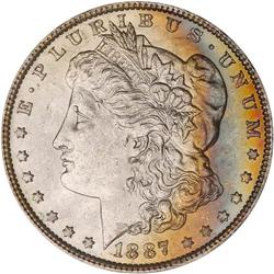 Lot of Ten 1887 Toned Morgan Dollars NGC Unc