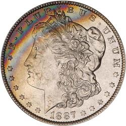 Lot of Five 1887 Toned Morgan Dollars NGC Unc