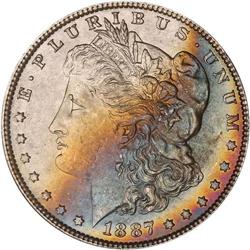 Lot of Five 1887 Toned Morgan Dollars NGC Unc