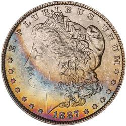 Lot of Five 1887 Toned Morgan Dollars NGC Unc