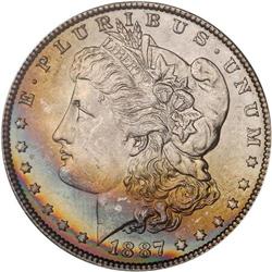 Lot of Five 1887 Toned Morgan Dollars NGC Unc