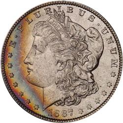 Lot of Five 1887 Toned Morgan Dollars NGC Unc