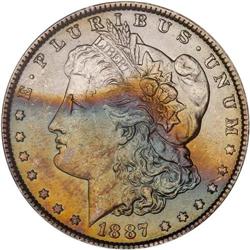Lot of Five 1887 Toned Morgan Dollars NGC Unc