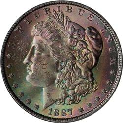 Lot of Three 1887 Toned Morgan Dollars