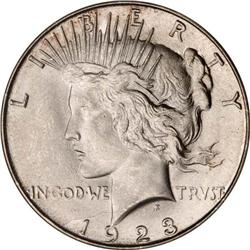 1923-S Peace $1 NGC MS65