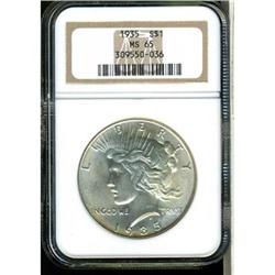 1935 Peace $1 NGC MS65
