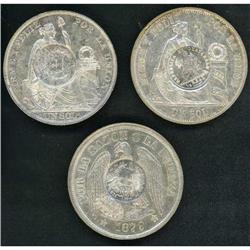 Guatemala. Lot of Three Counterstamped Coins 1894