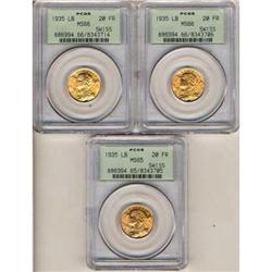 Lot of Three 1935 Swiss 20FR