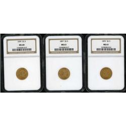 Lot of Three Liberty $2.5 NGC MS