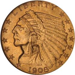 1908 $2.50 Indian NGC MS63