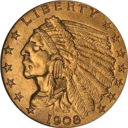 1908 $2.50 Indian ANACS Details AU55 Cleaned