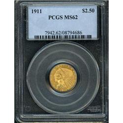 1911 $2.50 Indian PCGS MS62
