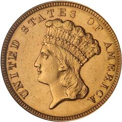 1854-O $3 Gold NGC MS61