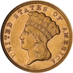 1856 $3 Gold ANACS AU55