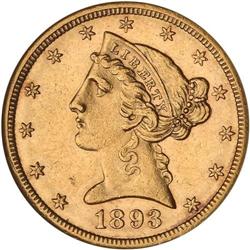 1893-CC $5 Liberty NGC MS60