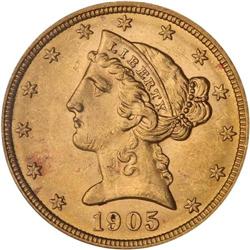 1905 $5 Liberty NGC MS61 RB