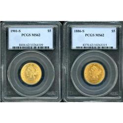 Lot of Two $5 Liberty