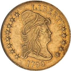 1799 $10 Bust. Lg Obv Stars NGC AU55