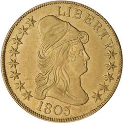 1803 $10 Bust. Sm Rev Stars ANACS AU58 Details Cleaned