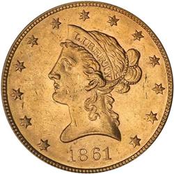 1861 $10 Liberty PCGS AU58