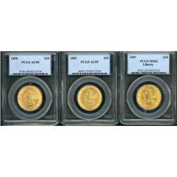 Lot of Three Liberty $10 PCGS