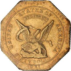 1851 Humbert $50 RE PCGS AU55 887 KAGIN 7