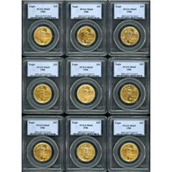 1986 Lot of Nine 1986 $25 Eagles PCGS MS69