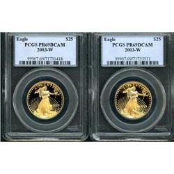 Lot of Two 2003-W $25 Gold Eagle PCGS PR69DCAM