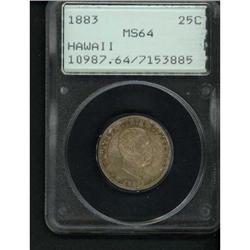 1883 Hawaiian 25C PCGS MS64