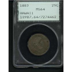 1883 Hawaiian 25C PCGS MS64
