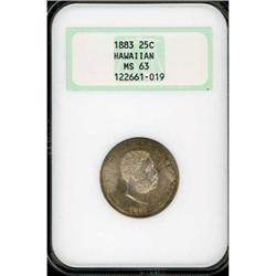 1883 Hawaiian 25C NGC MS63