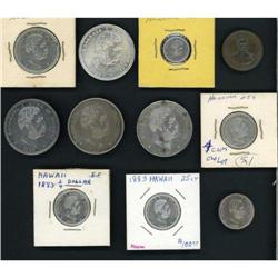 Lot of 11 Hawaiian Coins Raw