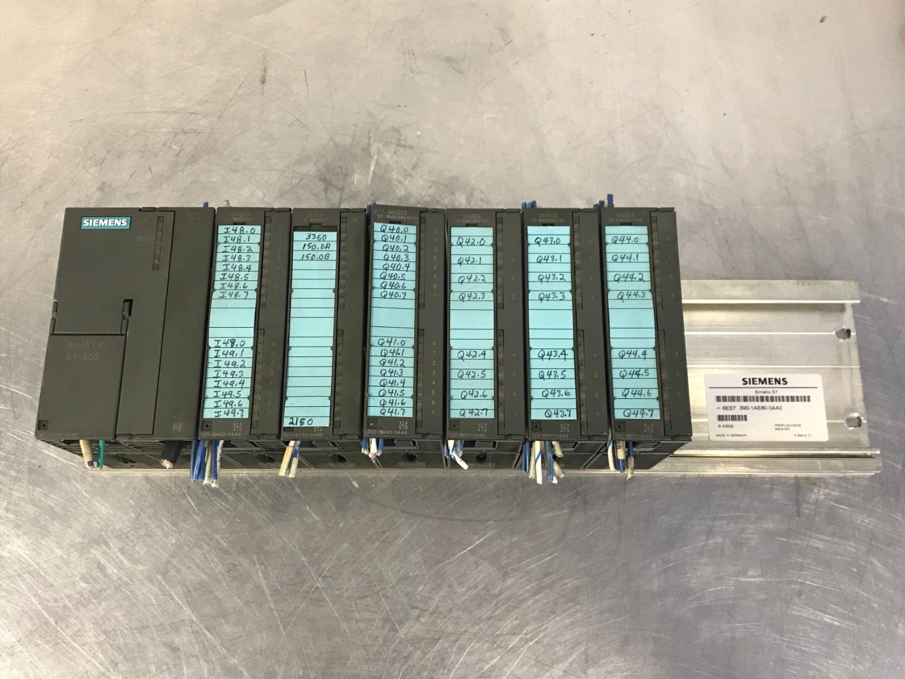 SIEMENS S7-300 6E7S 361-3CA01-0AA0 INTERFACE RACK W/ I/O MODULES