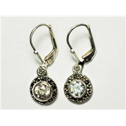 Cubic Zirconia Marcasite Lever Back Earrings, Retail $150