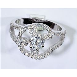 Sterling Silver Cubic Zirconia Ring, Earrings & Pendant Set (App 12Grms), Retail $400