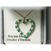 Image 2 : Sterling Silver Simulated Emerald Heart Shaped Pendant Necklace. Approx Retail $120