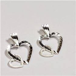 Sterling Silver 2 Heart Pendant