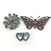 Image 1 : 3-VINTAGE SILVER TONED RHINESTONE BROOCEHS