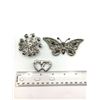 Image 2 : 3-VINTAGE SILVER TONED RHINESTONE BROOCEHS