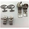 Image 2 : 3-PAIRS OF SILVER TONED MENS CUFF LINKS