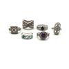 Image 2 : 5-SILVER TONED FASHION RINGS WITH RHINESTONES