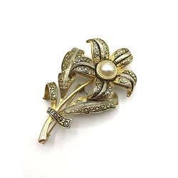 VINTAGE SPAIN MARKED GOLD TONED FLOWER