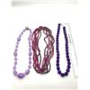 Image 2 : 3-VINTAGE BEADED NECKLACES: (1)PURPLE W/ONE