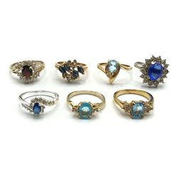 7-FASHION BLING RINGS!!! CLEAR-BLUE-RED