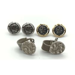 3-PAIRS OF MENS VINTAGE CUFF LINKS (1)ANSON